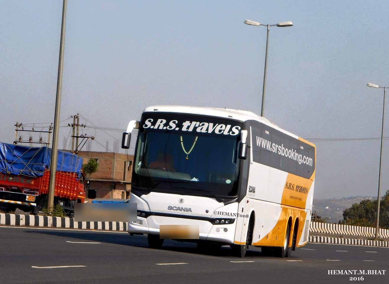 Luxury Scania coach on highway